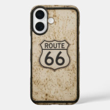 Vintage Route 66 Distressed Steel iPhone 16 Case
