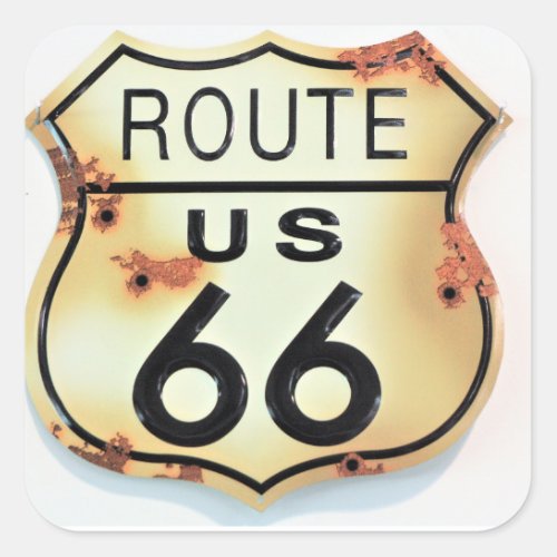 Vintage Route 66 Highway Road Sign Square Sticker