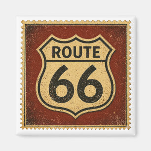 Vintage Route 66 Highway Shield Stamp Americana Magnet