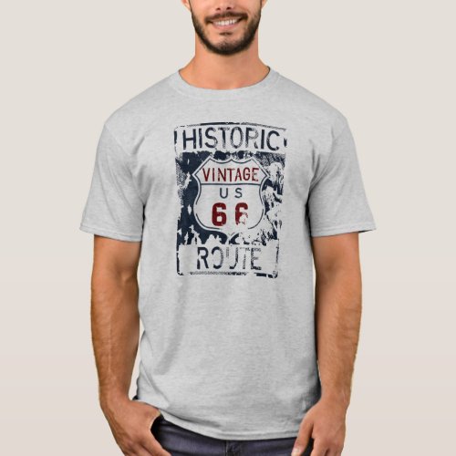 Vintage Route 66 Historic Highway Map Street Sign T_Shirt