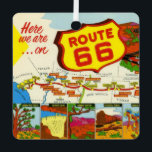 Vintage Route 66 Metal Ornament<br><div class="desc">A wonderful, colorful vintage postcard of Route 66 repurposed on an ornament.</div>