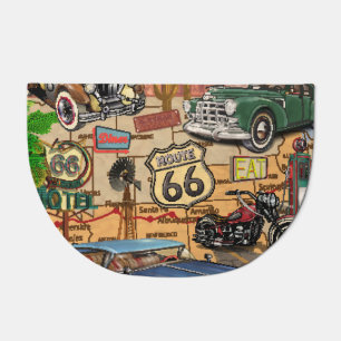 Vintage Route 66, nostalgic poster. Doormat