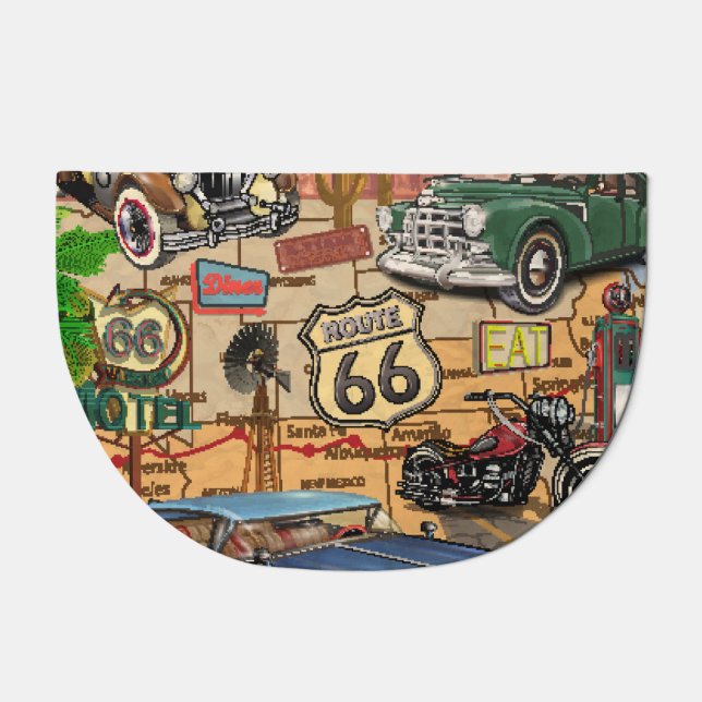 Vintage Route 66, nostalgic poster. Doormat (Front)