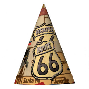 Vintage Route 66, nostalgic poster. Party Hat
