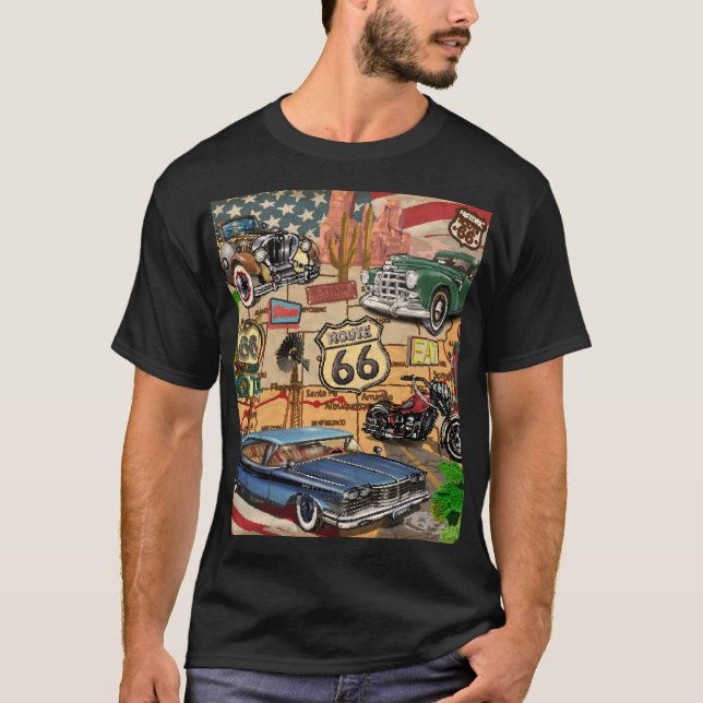 Vintage Route 66, nostalgic poster. T-Shirt (Front)