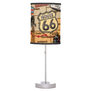 Vintage Route 66, nostalgic poster. Table Lamp