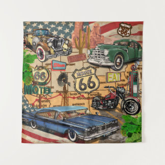 Vintage Route 66, nostalgic poster. Tapestry