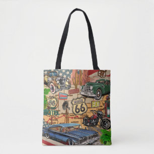 Vintage Route 66, nostalgic poster. Tote Bag