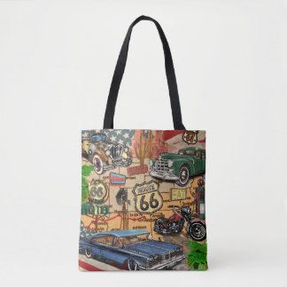 Vintage Route 66, nostalgic poster. Tote Bag