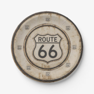 Vintage Route 66 Paper Plate