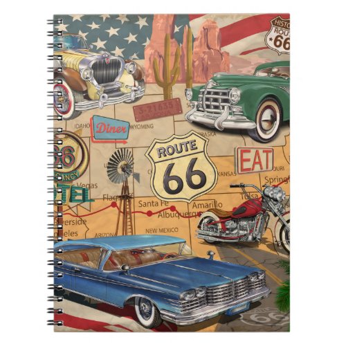 Vintage Route 66 poster Notebook