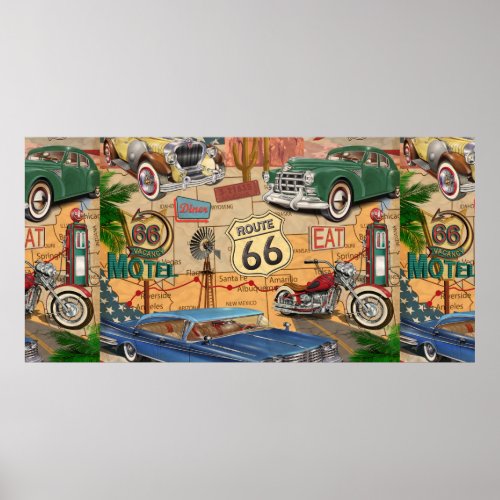 Vintage Route 66 poster Poster