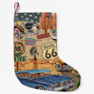 Vintage Route 66 poster. Small Christmas Stocking