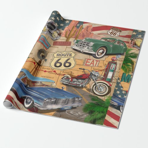 Vintage Route 66 poster Wrapping Paper