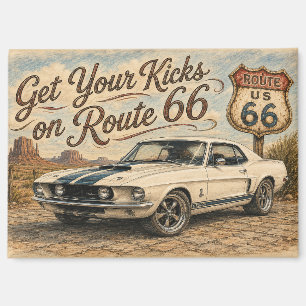 Vintage Route 66 Refrigerator Magnet