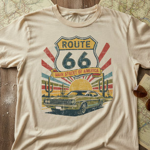 Vintage Route 66 ,Retro Americana Classic car T-Shirt