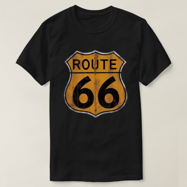 Vintage Route 66 Road Sign T-Shirt (Design Front)
