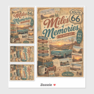 Vintage Route 66 Road Trip Travel Collage Sticker