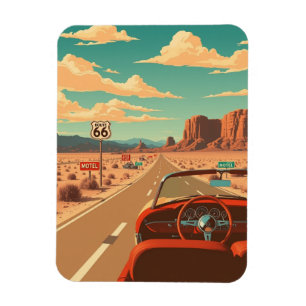 Vintage Route 66 Road Trip Travel Magnet