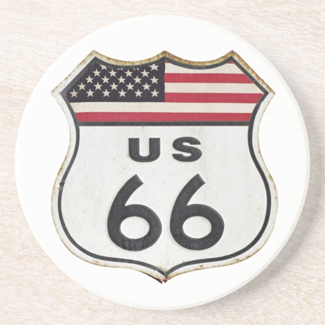 Vintage Route 66 Sandstone Coaster (Front)