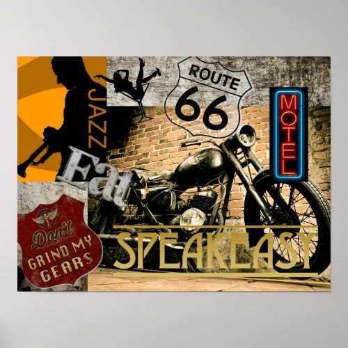 Vintage Route 66 Speakeasy Poster