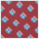 Vintage Route 66 Street Signs Deep Red Fabric