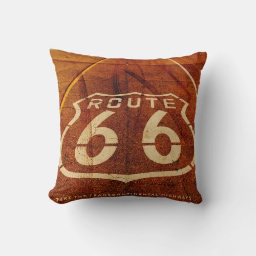 Vintage Route 66 Throw Pillow