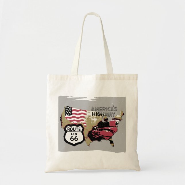 Vintage Route 66 Tote Bag (Front)