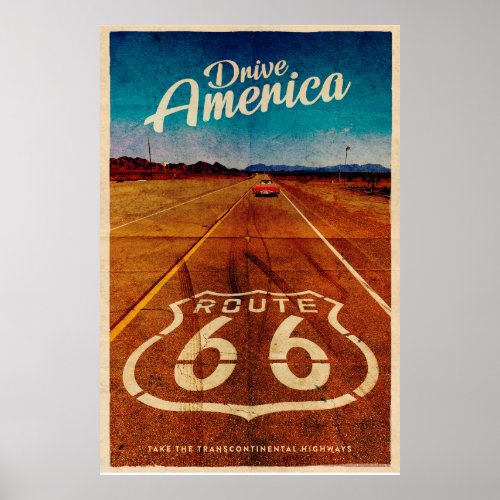 Vintage Route 66 Travel Poster