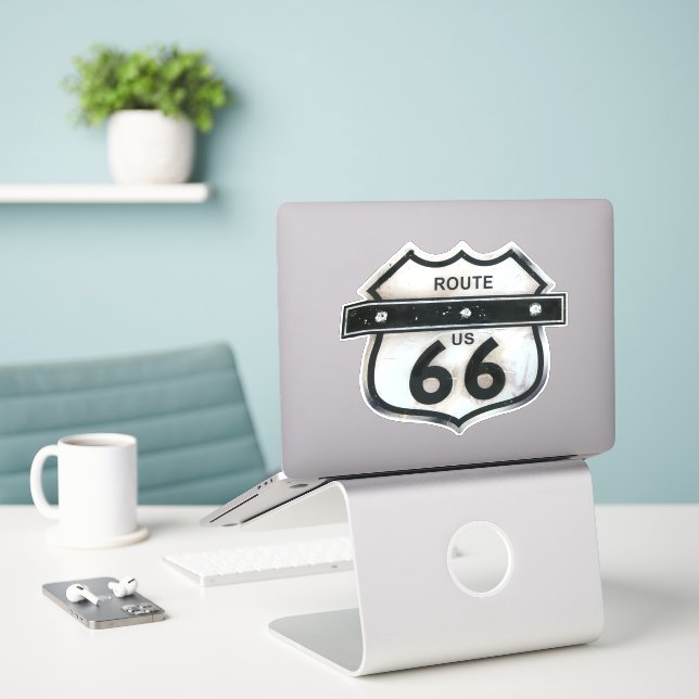 Vintage Route 66 USA America Highway Sign. Sticker (Laptop On Desk)