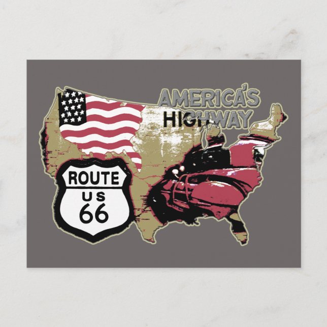 Vintage Route US 66 Postcard (Front)