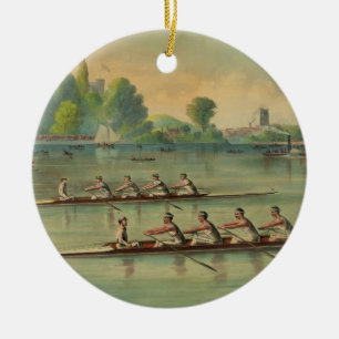 Vintage Rowers Crew Race Boat Race Ceramic Ornament