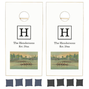 Vintage Rowers Crew Race Boat Race Cornhole Set