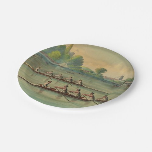 Vintage Rowers Crew Race Boat Race Paper Plates