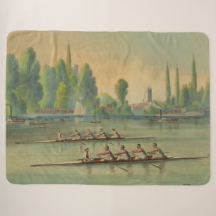 Vintage Rowers Crew Race Boat Race Sherpa Blanket