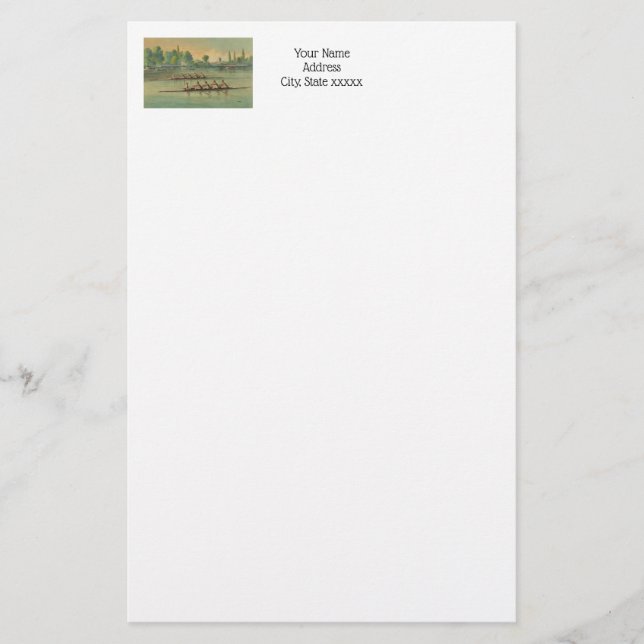 Vintage Rowers Crew Race Boat Race Stationery (Front)