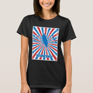 Vintage Rowing Rower Kayaker Red White Blue Stripe T-Shirt