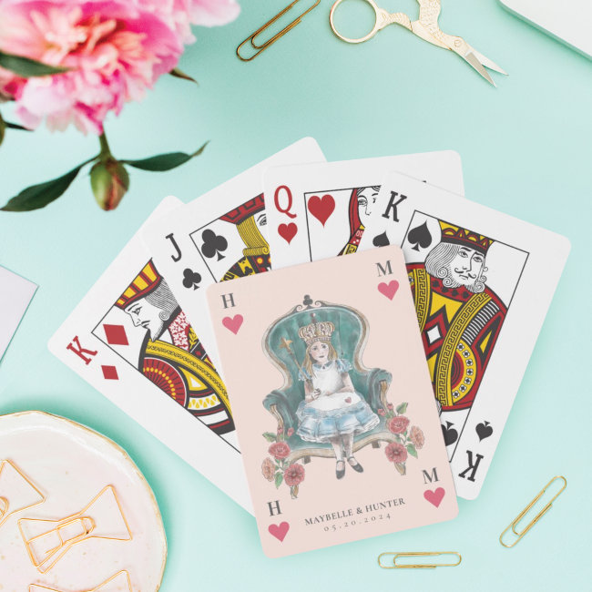 Vintage Royal Alice in Wonderland Heart Playing Cards