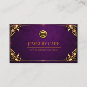 Vintage Royal Amethyst Purple Gold Jewelry Care Ca Business Card