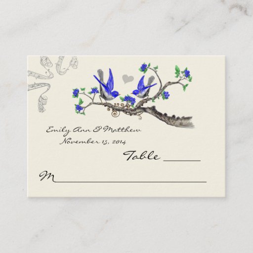 Customizable Vintage Royal Blue and Gray Table Place Cards Business Card