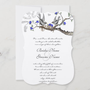 Vintage Royal Blue and Gray Wedding Invitations