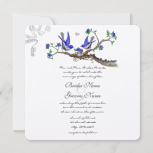 Vintage Royal Blue and Gray Wedding Invitations
