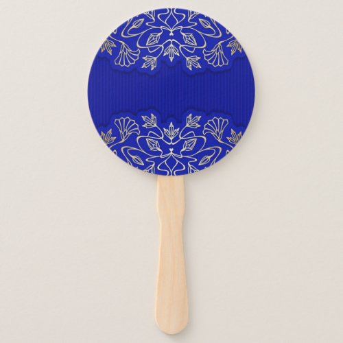 vintageroyal bluedamaskgoldpatternelegantchi hand fan