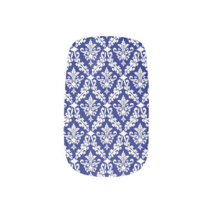 Vintage Royal Blue Damask Minx Nail Art