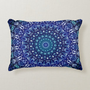 Vintage Royal Blue Floral Damask Accent Pillow