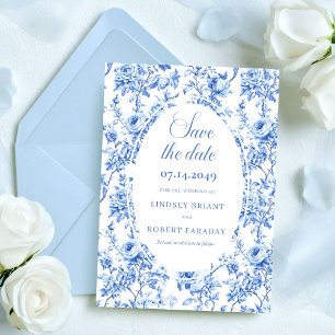 Vintage Royal Blue Roses Save the Date Wedding  Invitation