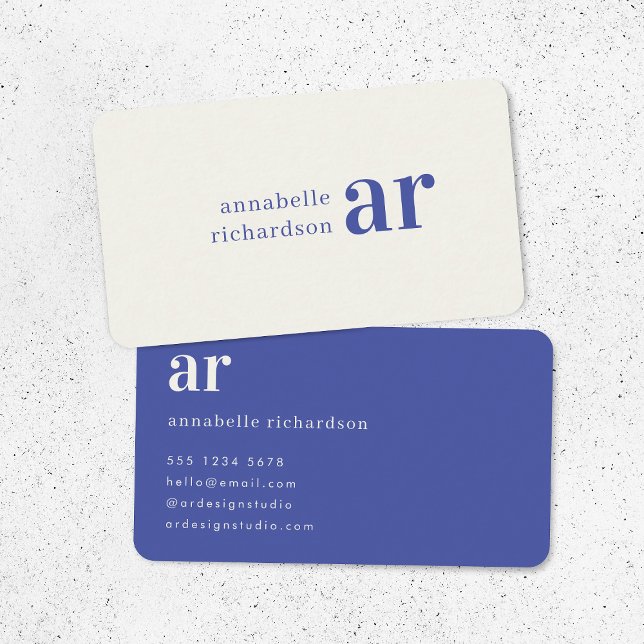 Vintage Royal Blue Timeless Elegant Monogram Business Card (Creator Uploaded)