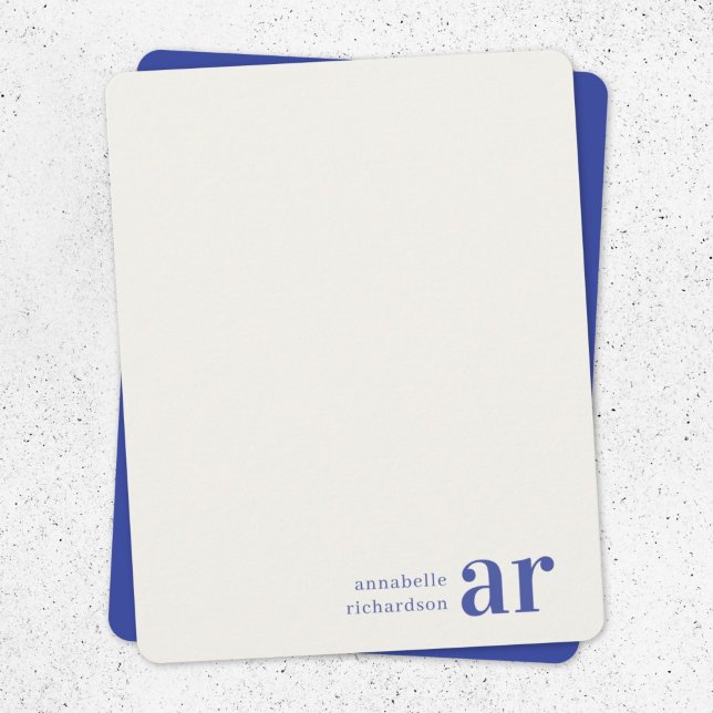 Vintage Royal Blue Timeless Elegant Monogram Note Card (Creator Uploaded)