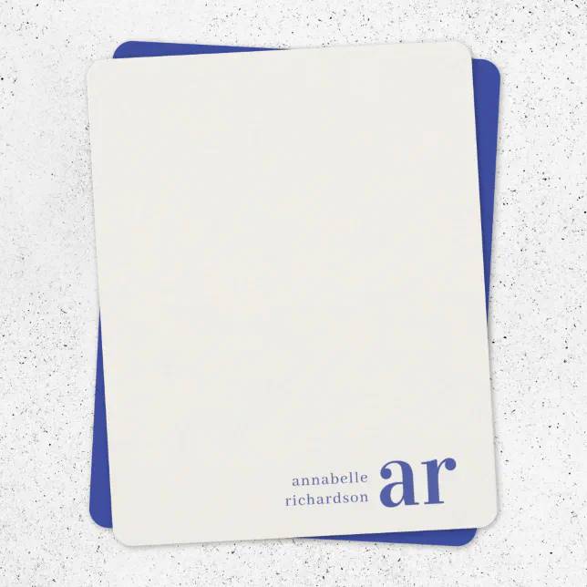 Vintage Royal Blue Timeless Elegant Monogram Note Card | Zazzle