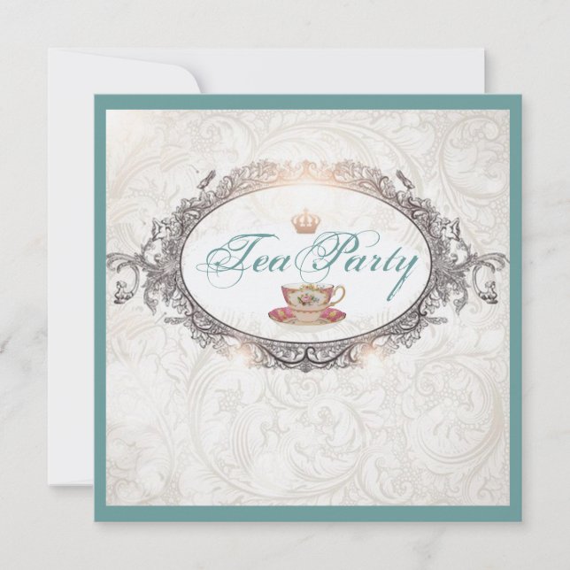 Vintage Royal Bridal Shower Tea Party Invitation (Front)